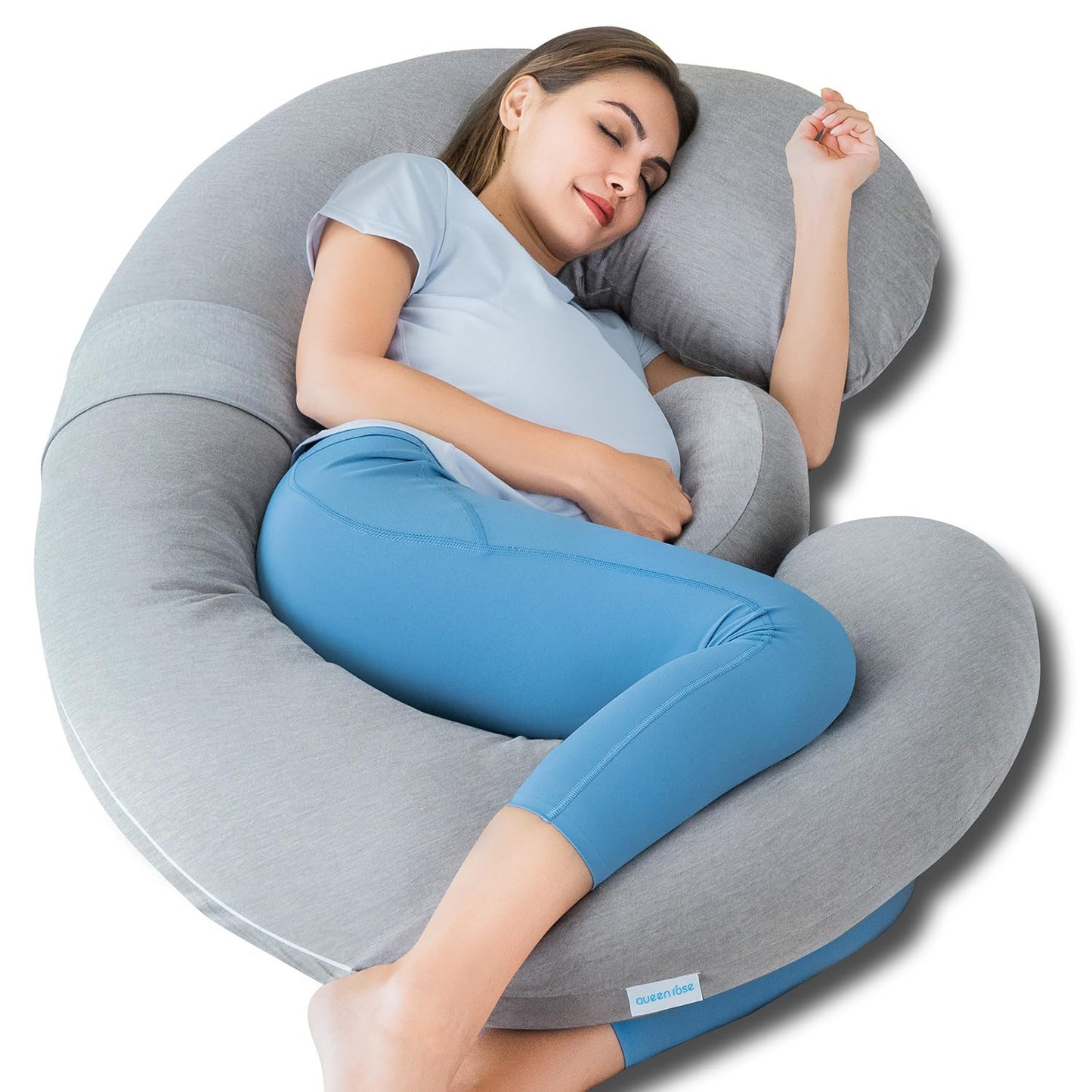 QUEEN ROSE E Shaped Pregnancy Pillows, Detachable Maternity Body Pillow for Sleeping