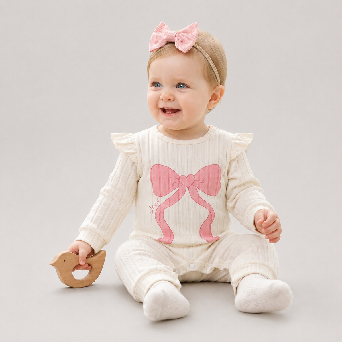 Baby Girls 3-Pack Long Sleeve Romper Outfit Set