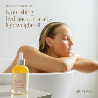 PURE MAMA Belly & Body Oil - Stretch Mark Oil for Pregnancy & Postpartum