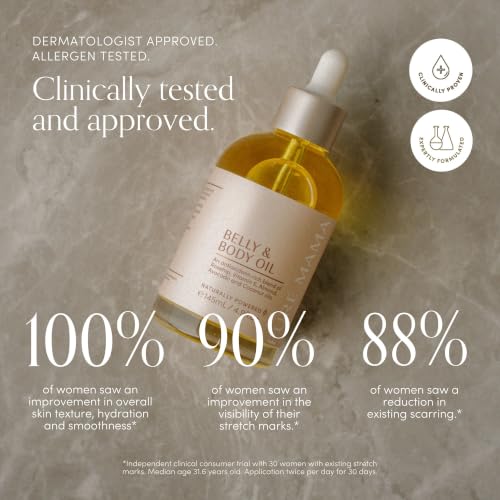 PURE MAMA Belly & Body Oil - Stretch Mark Oil for Pregnancy & Postpartum