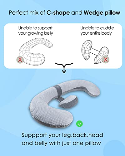 QUEEN ROSE E Shaped Pregnancy Pillows, Detachable Maternity Body Pillow for Sleeping