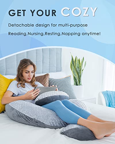 QUEEN ROSE E Shaped Pregnancy Pillows, Detachable Maternity Body Pillow for Sleeping