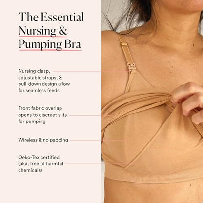 HATCH Maternity Bundle, Essential Nursing & Pumping Bra & Rescue Balm | Full-Routine for Pregnancy & Beyond, Hydrating Balm (1 oz) & Essential Nursing & Pumping Bra (Sand, Size Medium)