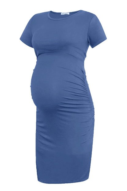 Smallshow Women's Short Sleeve Maternity Dress Ruched Pregnancy Clothes
