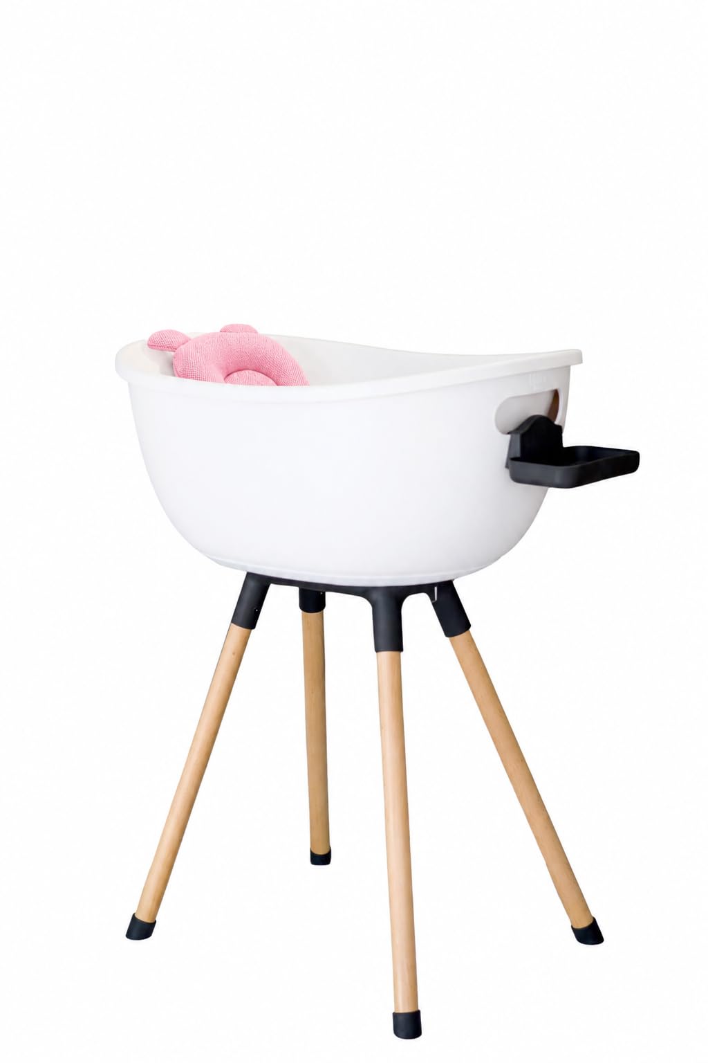 Babu Bath Luxury Standing Baby Bathtub, 3-Stage Convertible with Wooden Stand, Ergonomic Design