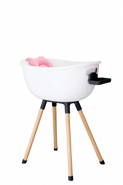 Babu Bath Luxury Standing Baby Bathtub, 3-Stage Convertible with Wooden Stand, Ergonomic Design