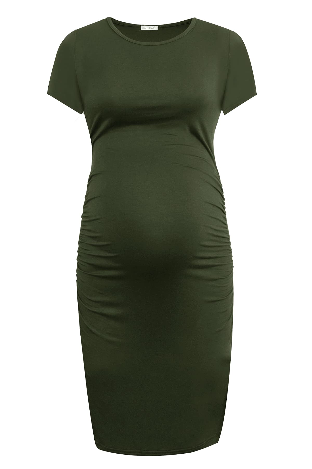 Smallshow Women's Short Sleeve Maternity Dress Ruched Pregnancy Clothes
