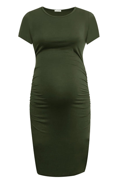 Smallshow Women's Short Sleeve Maternity Dress Ruched Pregnancy Clothes