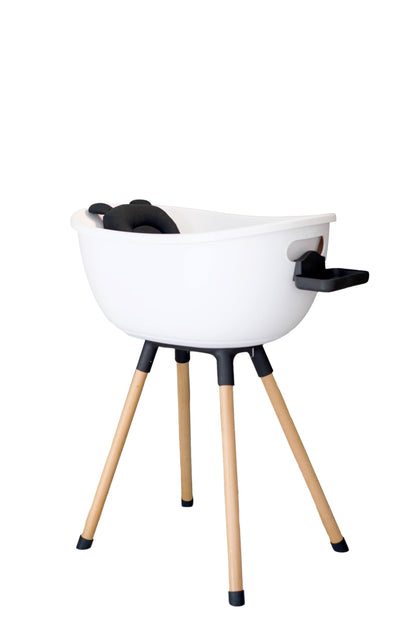 Babu Bath Luxury Standing Baby Bathtub, 3-Stage Convertible with Wooden Stand, Ergonomic Design