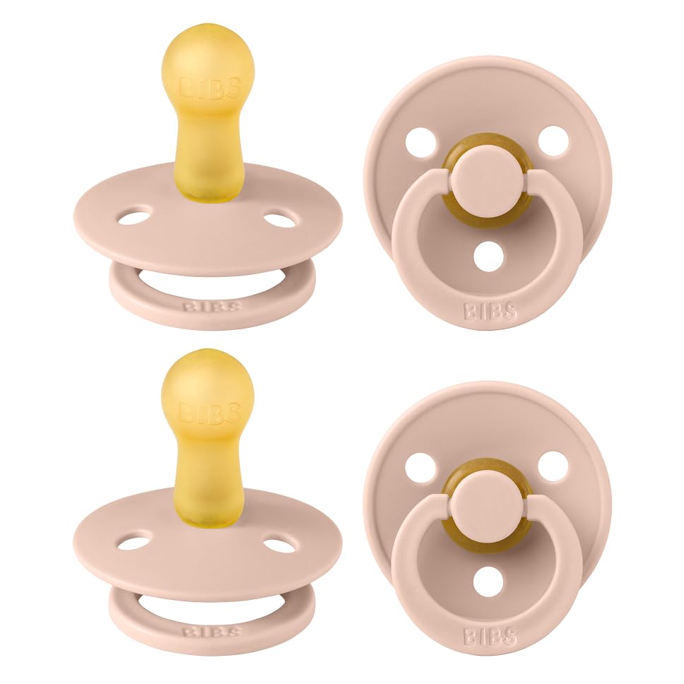 BIBS Pacifiers - Colour 4 Pack | Round Nipple Baby Pacifier | BPA Free Natural Rubber Latex Soother | Designed & Made in Denmark