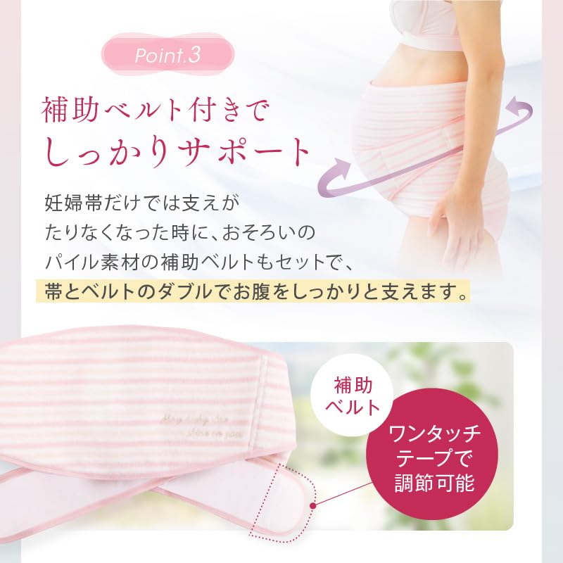 FUN fun Women's Inujirushi Honpo Maternity Pregnancy Belt Belly Band & Support Belt Set HB-8169 Saxe blue L