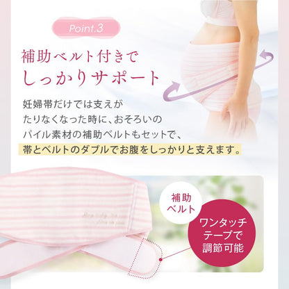 FUN fun Women's Inujirushi Honpo Maternity Pregnancy Belt Belly Band & Support Belt Set HB-8169 Saxe blue L