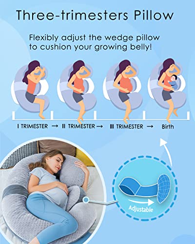 QUEEN ROSE E Shaped Pregnancy Pillows, Detachable Maternity Body Pillow for Sleeping