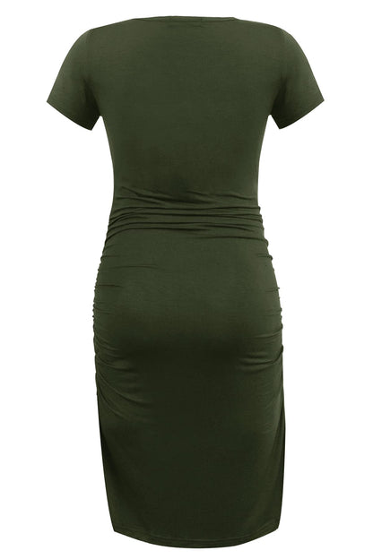 Smallshow Women's Short Sleeve Maternity Dress Ruched Pregnancy Clothes
