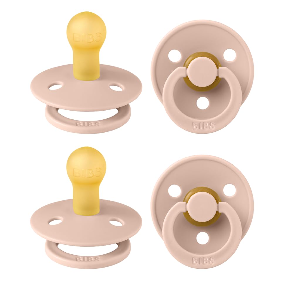 BIBS Pacifiers - Colour 4 Pack | Round Nipple Baby Pacifier | BPA Free Natural Rubber Latex Soother | Designed & Made in Denmark