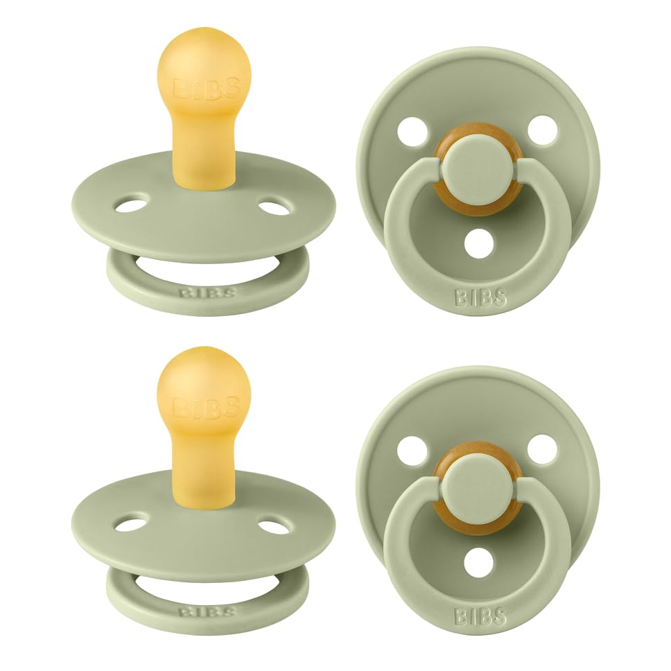 BIBS Pacifiers - Colour 4 Pack | Round Nipple Baby Pacifier | BPA Free Natural Rubber Latex Soother | Designed & Made in Denmark