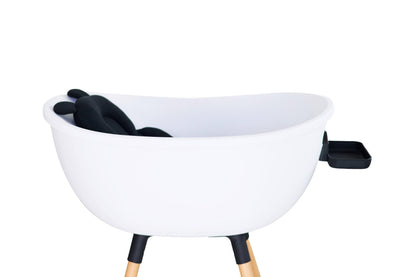Babu Bath Luxury Standing Baby Bathtub, 3-Stage Convertible with Wooden Stand, Ergonomic Design