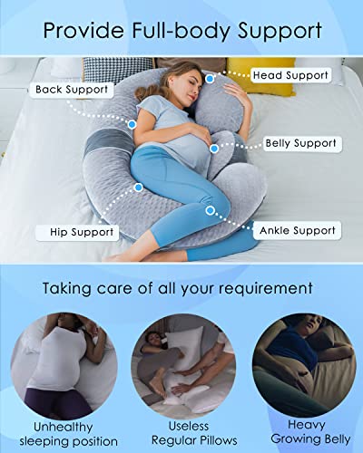 QUEEN ROSE E Shaped Pregnancy Pillows, Detachable Maternity Body Pillow for Sleeping