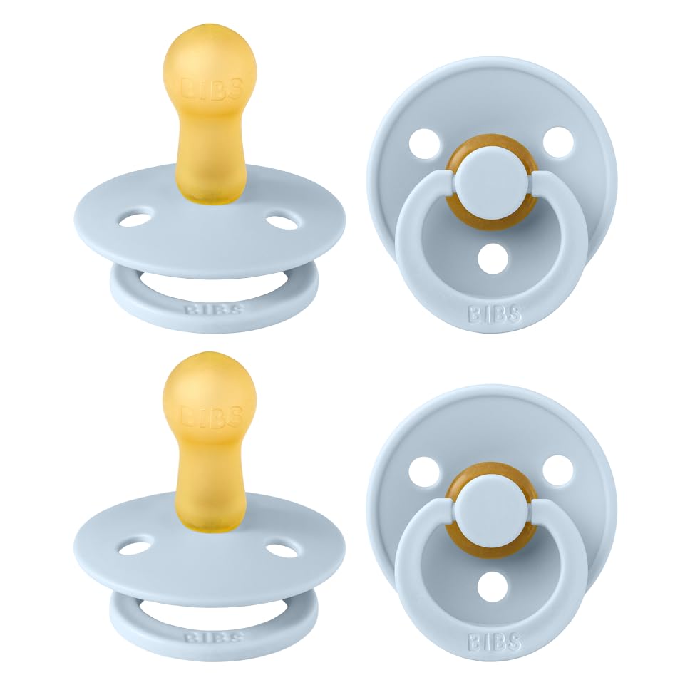 BIBS Pacifiers - Colour 4 Pack | Round Nipple Baby Pacifier | BPA Free Natural Rubber Latex Soother | Designed & Made in Denmark