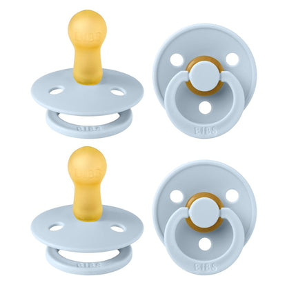 BIBS Pacifiers - Colour 4 Pack | Round Nipple Baby Pacifier | BPA Free Natural Rubber Latex Soother | Designed & Made in Denmark
