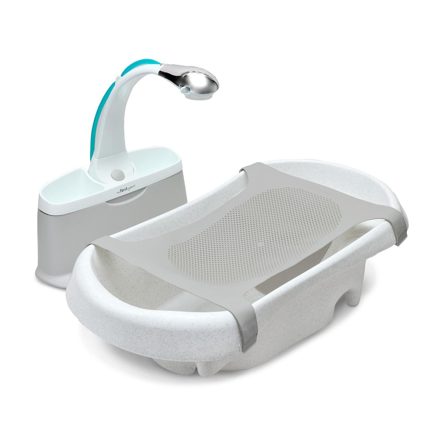 The First Years Rain Shower Baby Spa Baby Bathtub for Newborn to Toddler with Soothing Spray