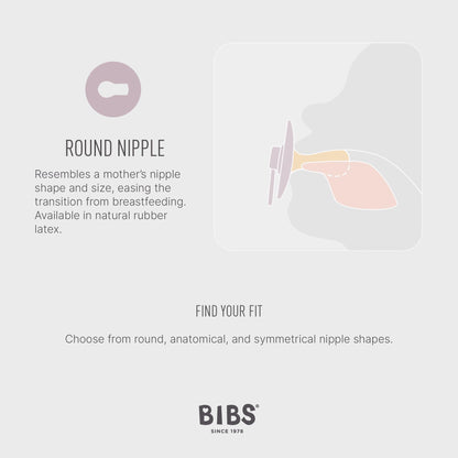 BIBS Pacifiers - Colour 4 Pack | Round Nipple Baby Pacifier | BPA Free Natural Rubber Latex Soother | Designed & Made in Denmark