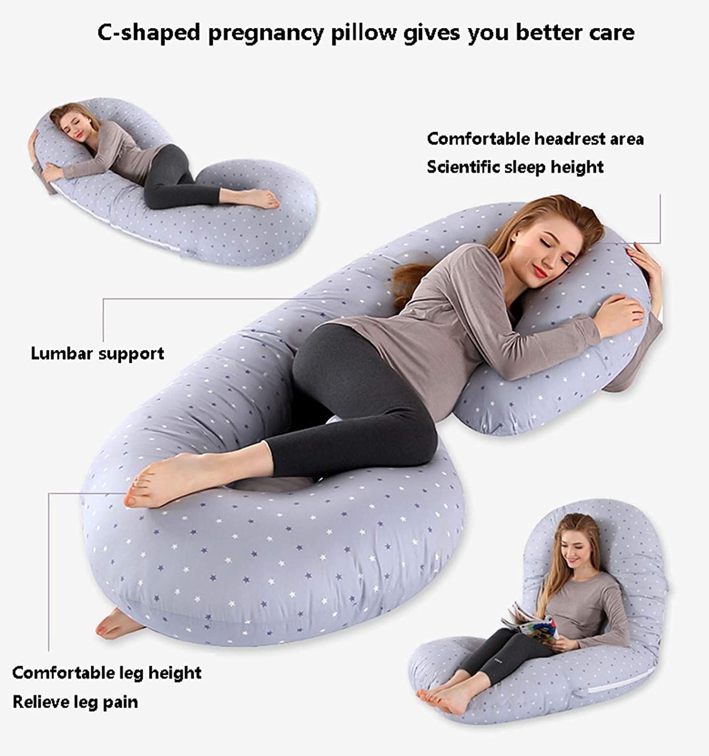 Pregnancy Pillow C Shaped Full Body Pillow Maternity Pillow Support for Back Legs Neck Hips for Pregnant Women with Removable Washable Cotton Cover (Color : E) (A)
