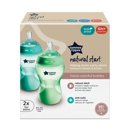 Tommee Tippee Natural Start Baby Bottle, 11oz, Thicker Feed, Breast-Like Nipple for Babies 6 Months+