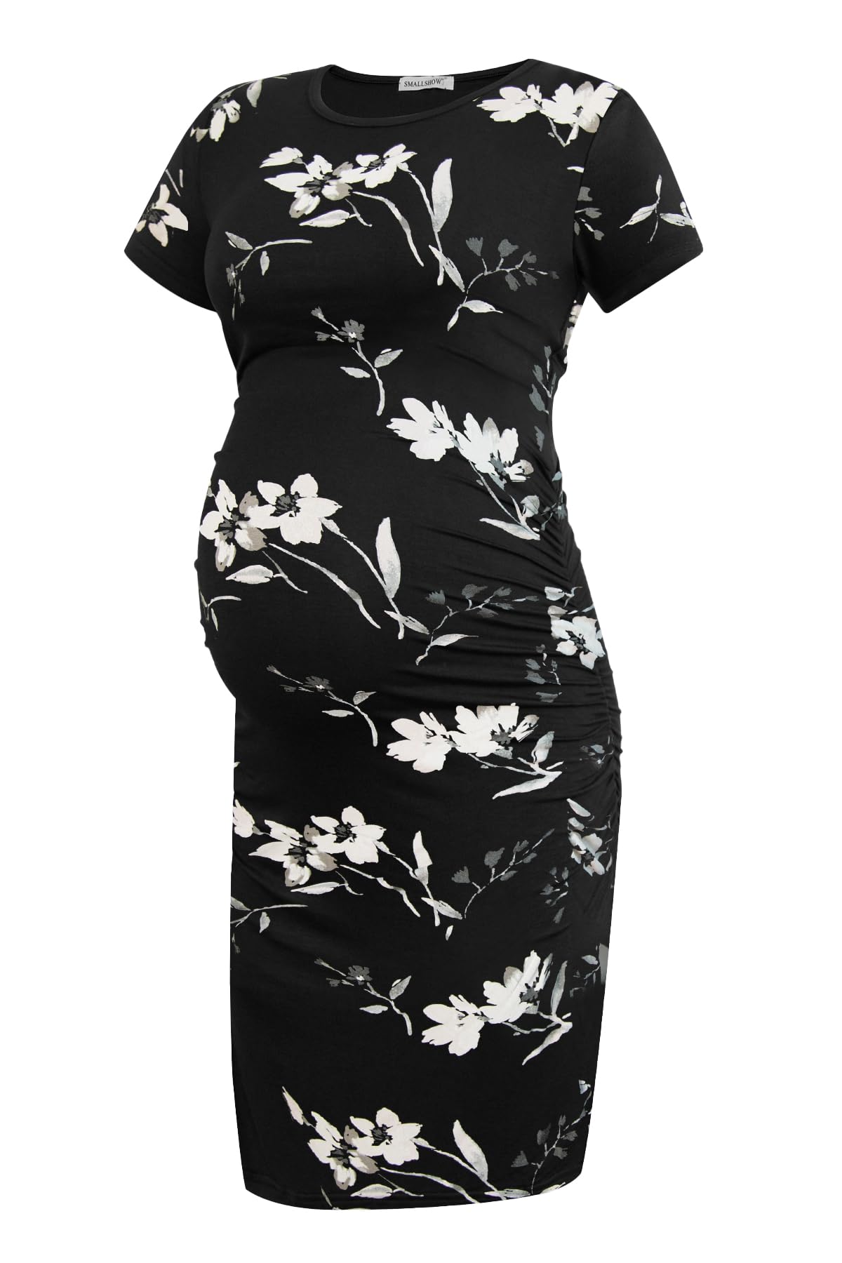 Smallshow Women's Short Sleeve Maternity Dress Ruched Pregnancy Clothes