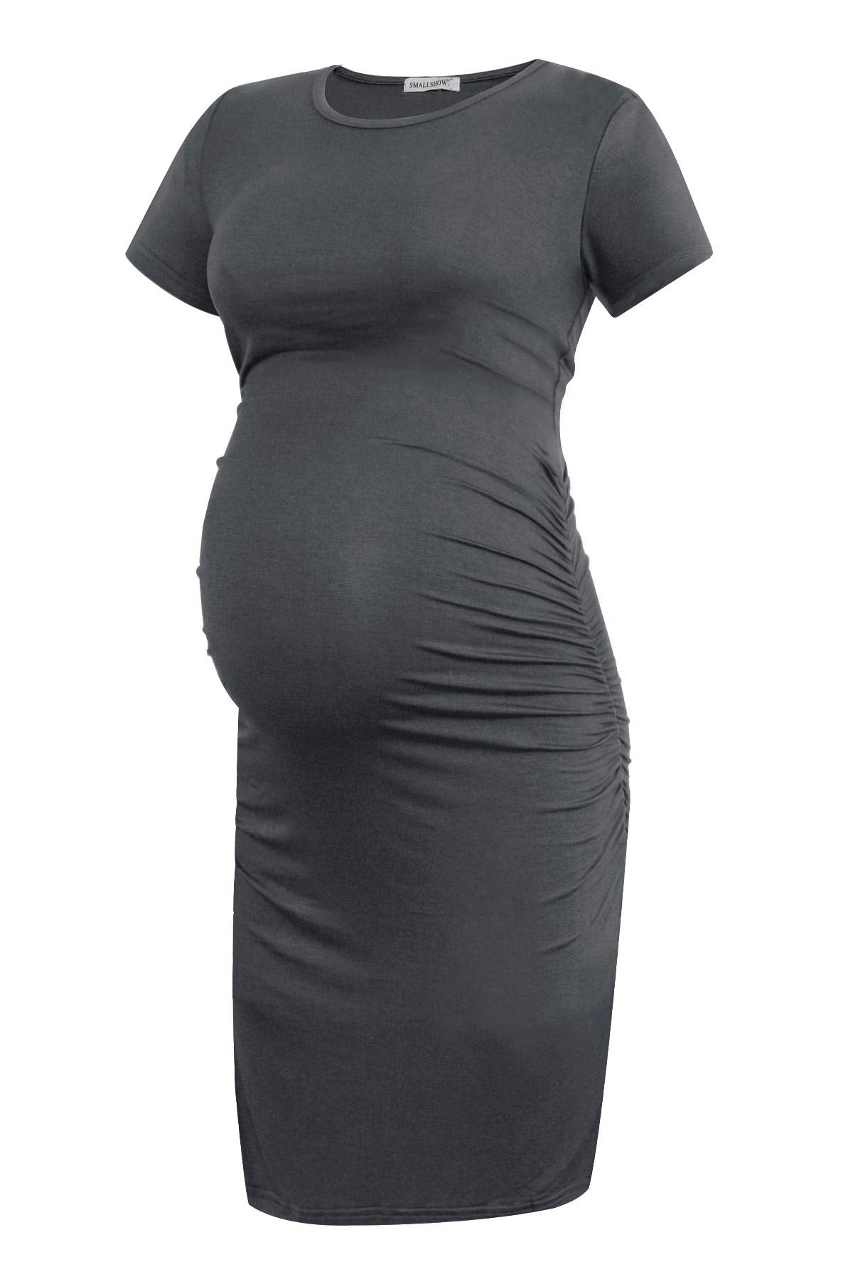 Smallshow Women's Short Sleeve Maternity Dress Ruched Pregnancy Clothes