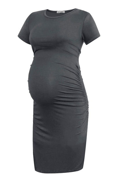 Smallshow Women's Short Sleeve Maternity Dress Ruched Pregnancy Clothes