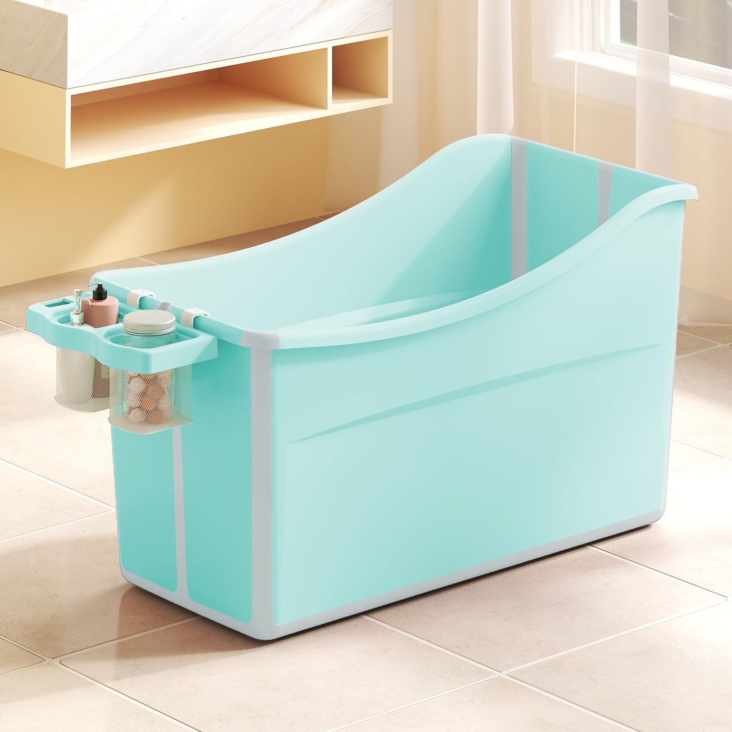 Collapsible Baby Bathtub Foldable Bathtub for Toddler Portable with Thermometer and Storage