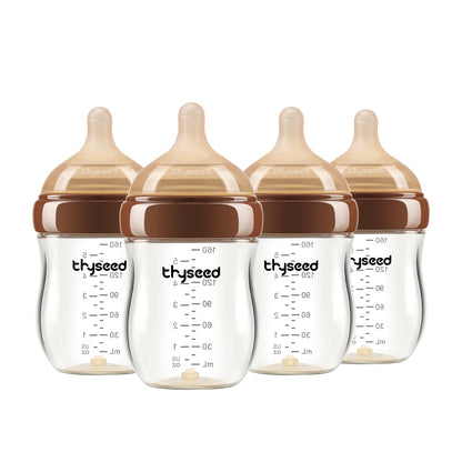 Thyseed Glass Natural Anti-Colic Baby Bottles | Newborn Breast Like Nursing Bottle for Breastfed Babies with Nipple