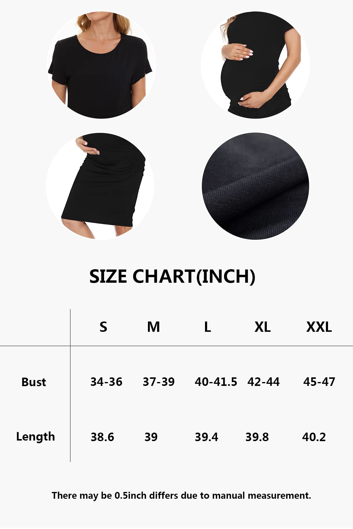 Smallshow Women's Short Sleeve Maternity Dress Ruched Pregnancy Clothes