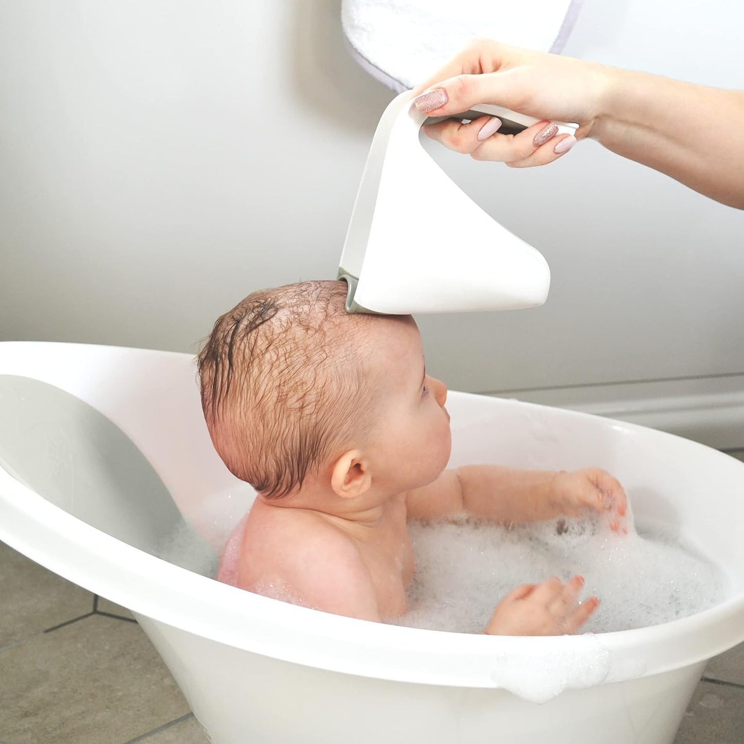 Toddler & Baby Bath Accessories Bundle | Ellie Toy Scoop, Washy Rinse Jug, Stack n Sail Boats, Wishy Sensory Toy - 6-Piece Set, Taupe