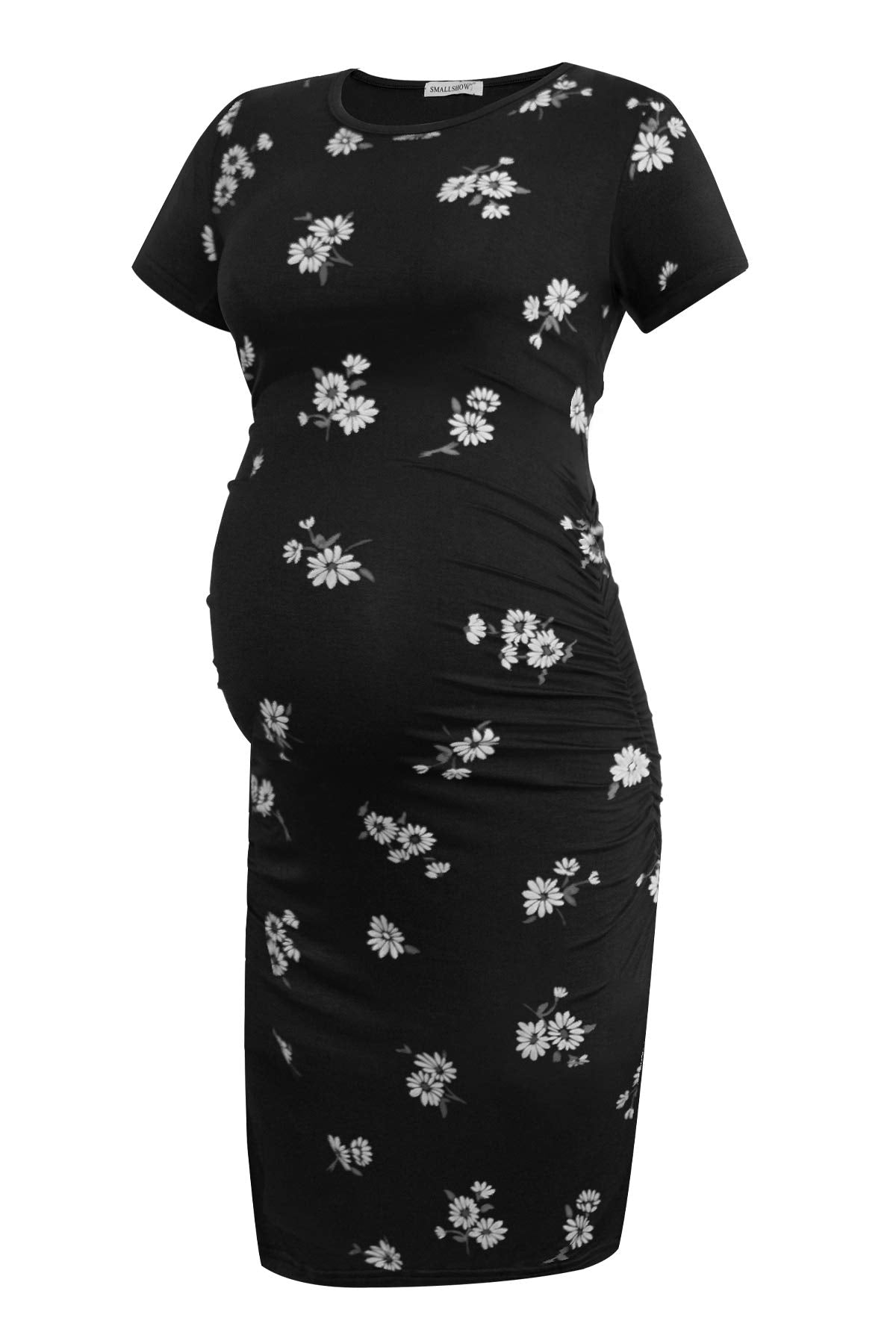 Smallshow Women's Short Sleeve Maternity Dress Ruched Pregnancy Clothes