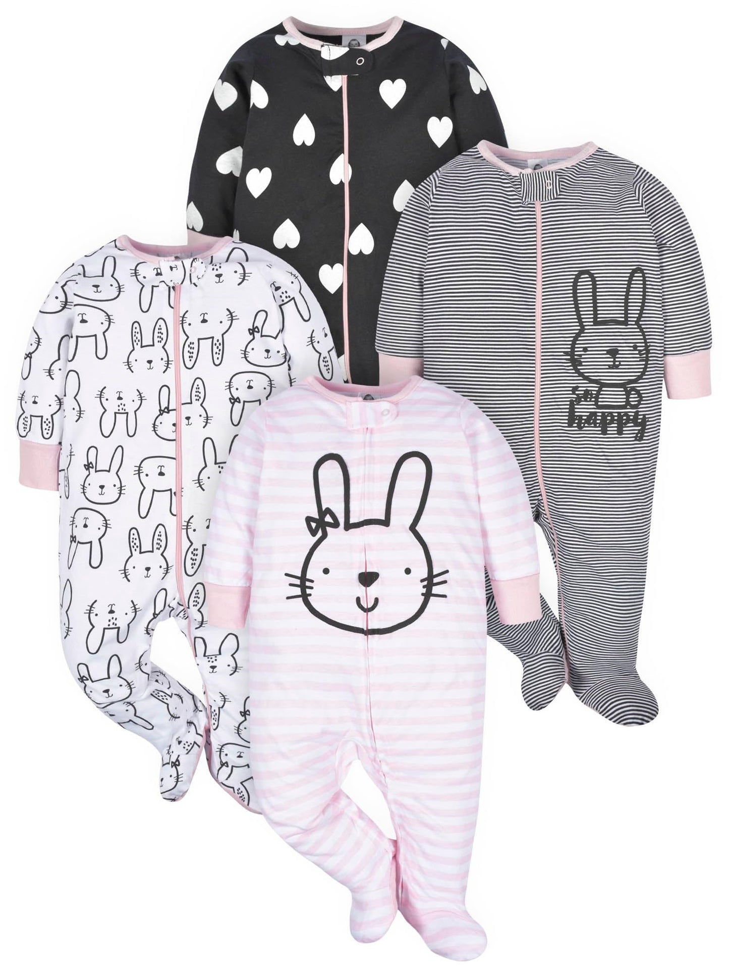 Gerber Baby Girls 4-Pack Sleep 'N Play Footie