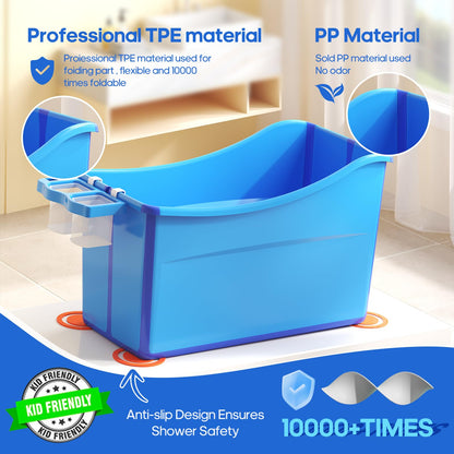Collapsible Baby Bathtub Foldable Bathtub for Toddler Portable with Thermometer and Storage