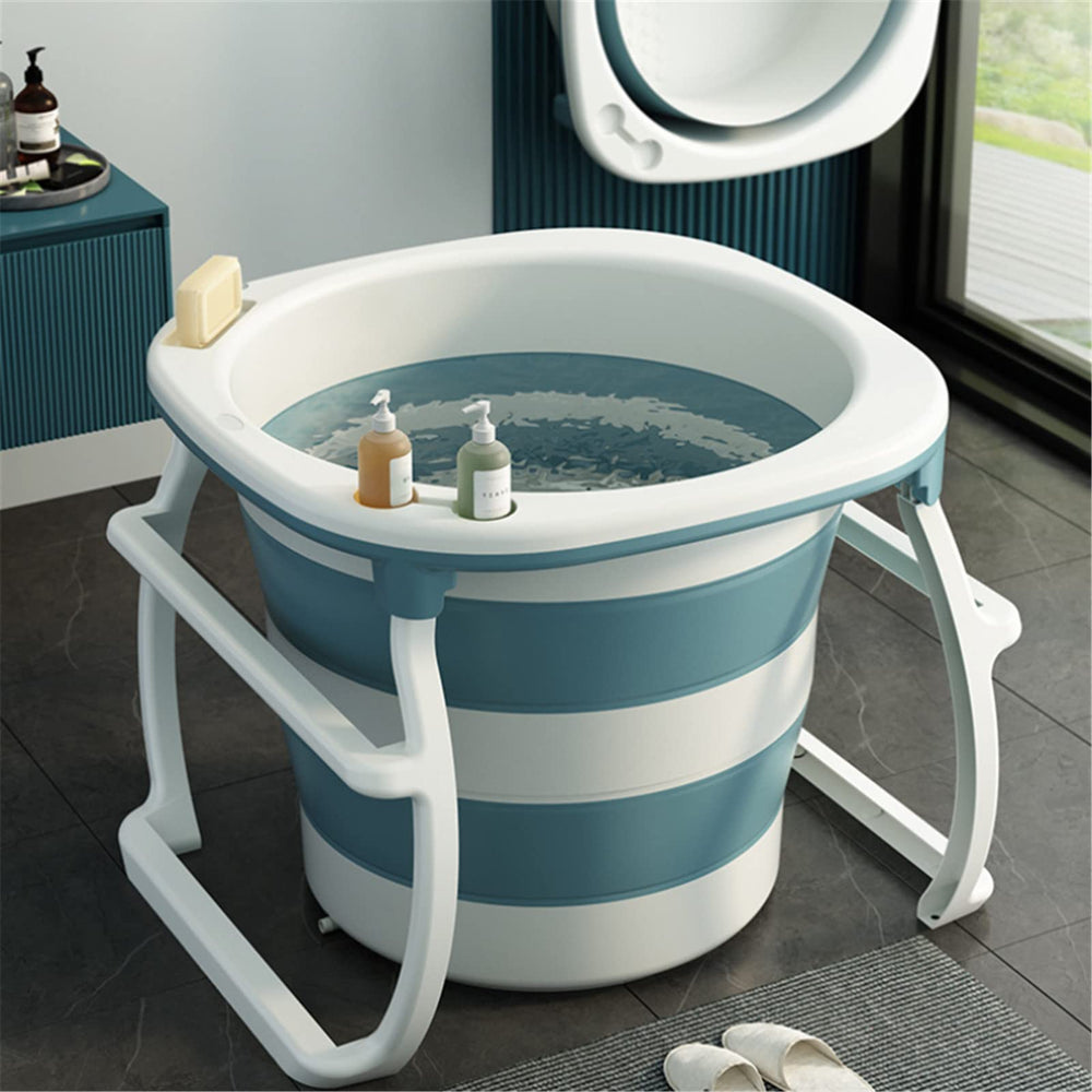 Portable Bathtub Adult Freestanding Bathtub Efficient Maintenance Of Temperature Silica Gel Folding Bathtub For Hot Or Cold Bath In Home And Outdoor,blue,L