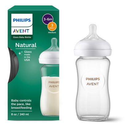 Philips Avent Glass Natural Baby Bottle with Natural Response Nipple.