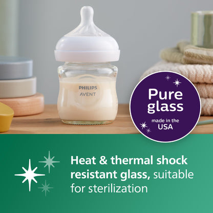 Philips Avent Glass Natural Baby Bottle with Natural Response Nipple.