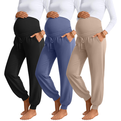 Sweetyweee 3 Pack Womens Maternity Pants Loose Pregnancy Joggers