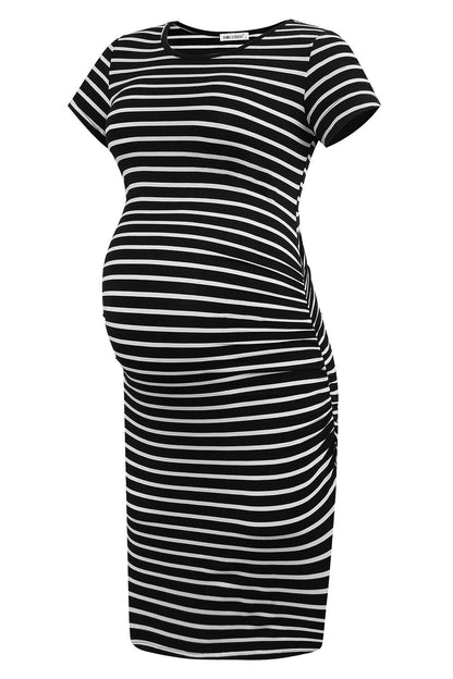Smallshow Women's Short Sleeve Maternity Dress Ruched Pregnancy Clothes