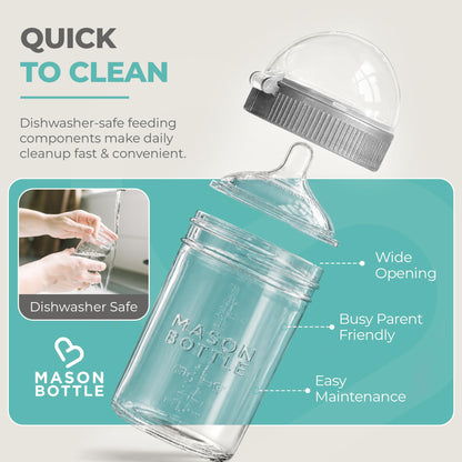 Mason Bottle Baby Glass Bottle Gift Set & Breastmilk Storage Set