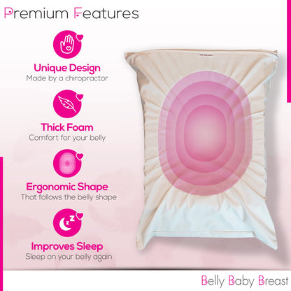 Belly Pillow, Pregnancy Pillow for Stomach Sleepers, USA Made, No Odor, Maternity Face Down for Sleeping on Stomach, Belly Sleeper, Organic Cotton Washable Cover