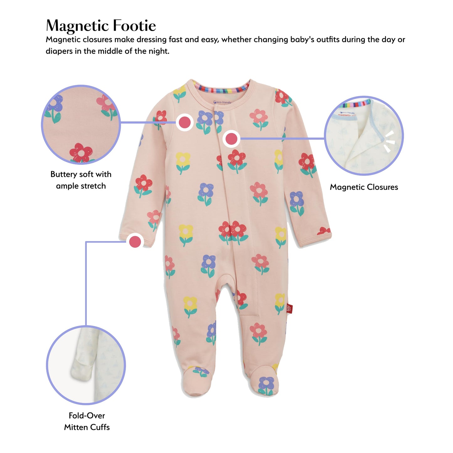 Magnetic Me Cloudstretch 4-Pack Bundle | Magnetic Baby Footie Pajamas