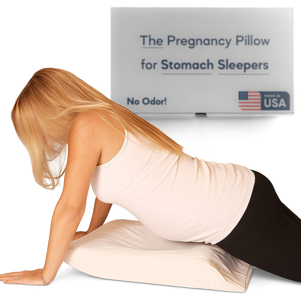 Belly Pillow, Pregnancy Pillow for Stomach Sleepers, USA Made, No Odor, Maternity Face Down for Sleeping on Stomach, Belly Sleeper, Organic Cotton Washable Cover