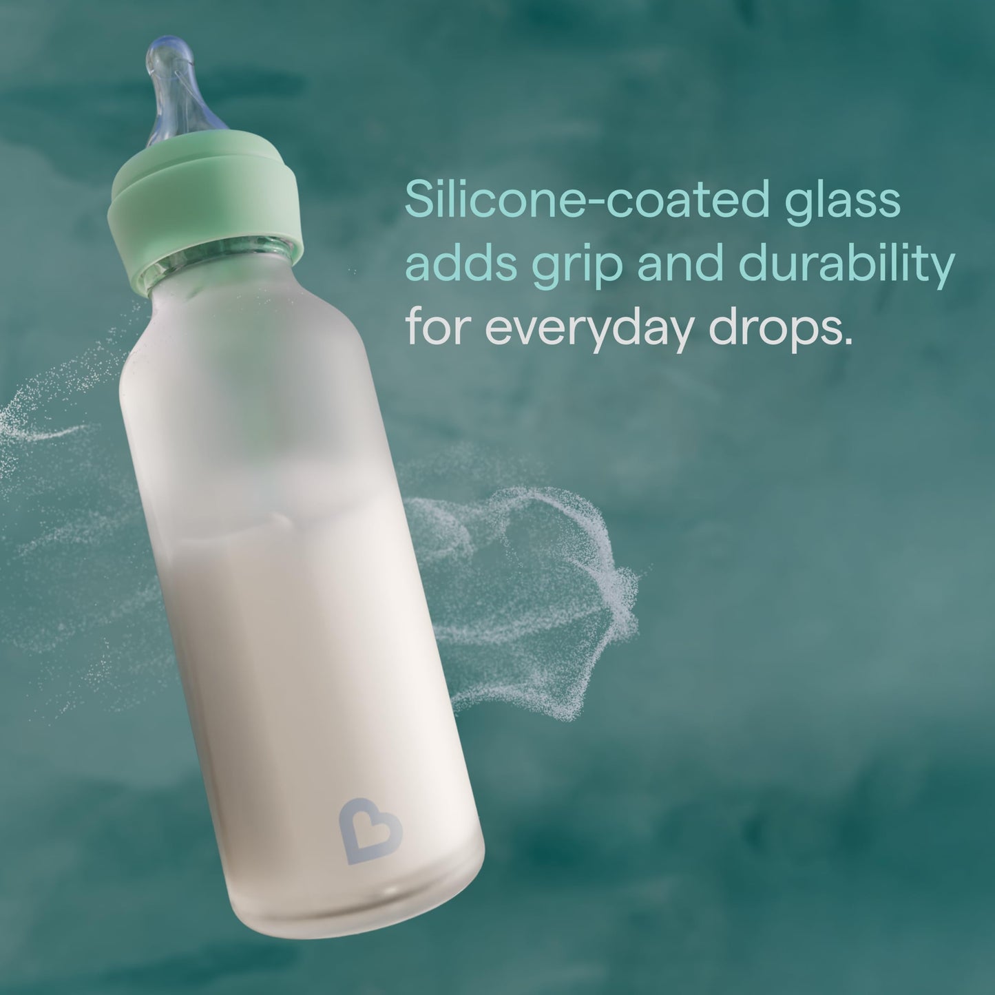 Munchkin Bond Silicone Coated Glass Baby Bottles - Anti-Colic Feeding System with Natural Feel Nipples, 4 Ounce, Blue, 1 Count (Pack of 24)