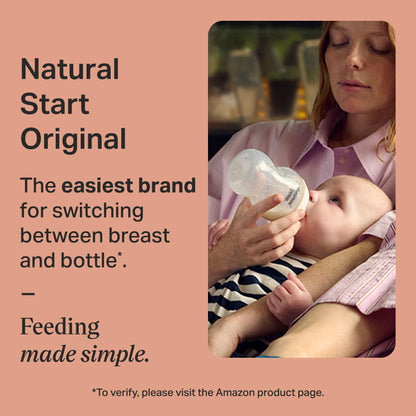 Tommee Tippee Natural Start Baby Bottle, 11oz, Thicker Feed, Breast-Like Nipple for Babies 6 Months+