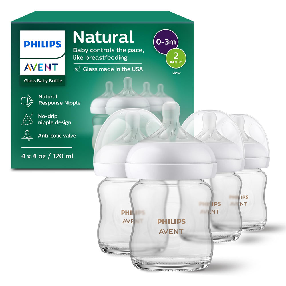 Philips Avent Glass Natural Baby Bottle with Natural Response Nipple.